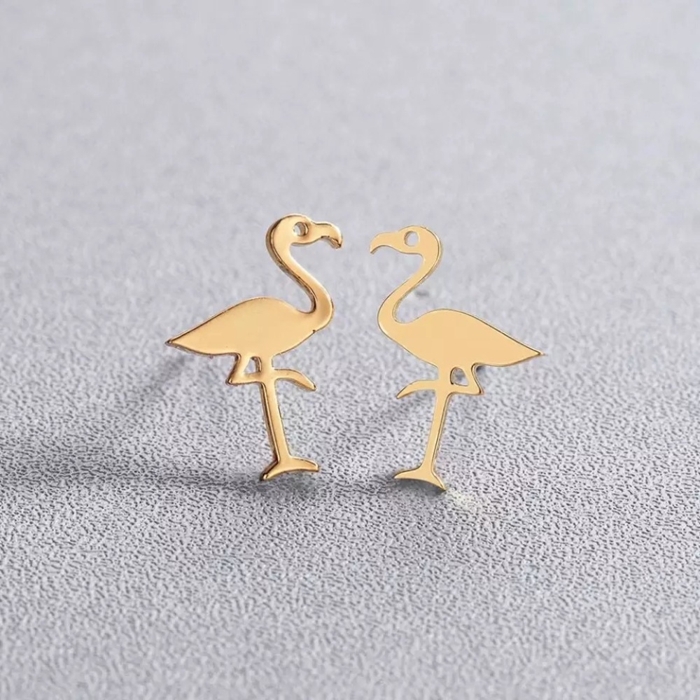 🎉 New Flamingo Gold Plated Stud Earrings pair